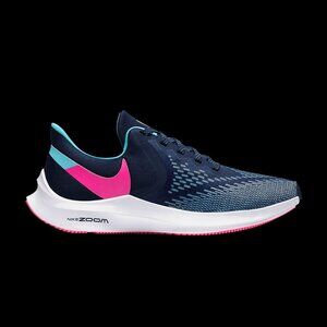 Nike Women's Midnight Navy Pink Zoom Winflo 6 Mesh Athletic Running Shoes Sz 10